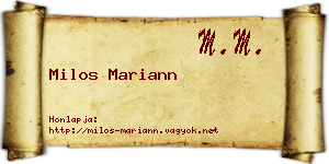 Milos Mariann névjegykártya